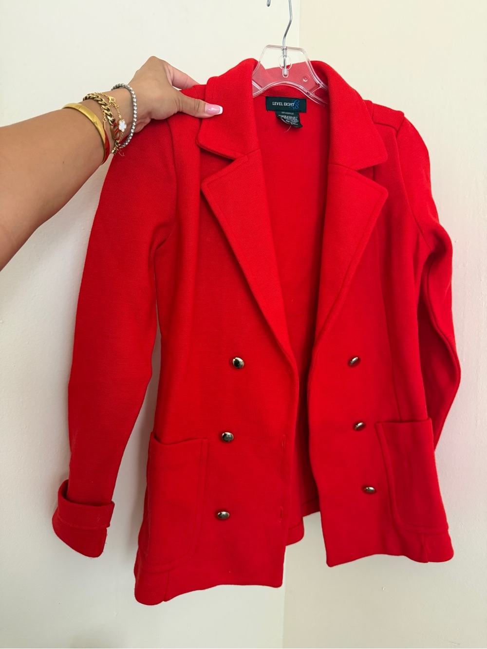 Women's Red Double-Breasted Blazer Coat